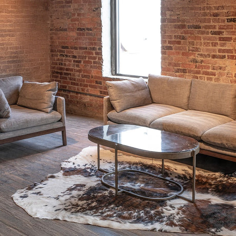 Reno 43" Coffee Table with Black Marble and Antique Brass Base from Home Trends & Design - Luna Furniture