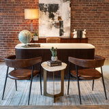 Reno 24" Side Table in White Marble and Antique Brass Base from Home Trends & Design - Luna Furniture