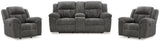 Frohn Graphite Reclining LoveSeat and 2 Recliners from Ashley Furniture - Luna Furniture