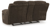 Frohn Chocolate Reclining Loveseat with Console from Ashley - Luna Furniture