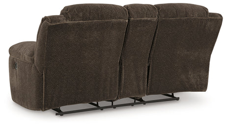 Frohn Chocolate Reclining Loveseat with Console from Ashley - Luna Furniture