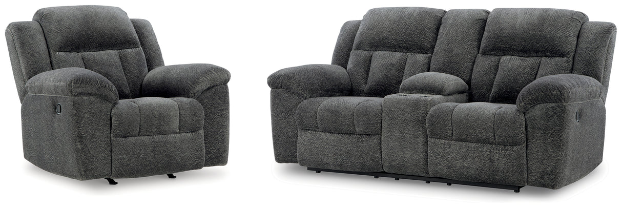 Frohn Graphite Reclining Loveseat and Recliner from Ashley - Luna Furniture