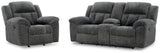 Frohn Graphite Reclining Loveseat and Recliner from Ashley - Luna Furniture