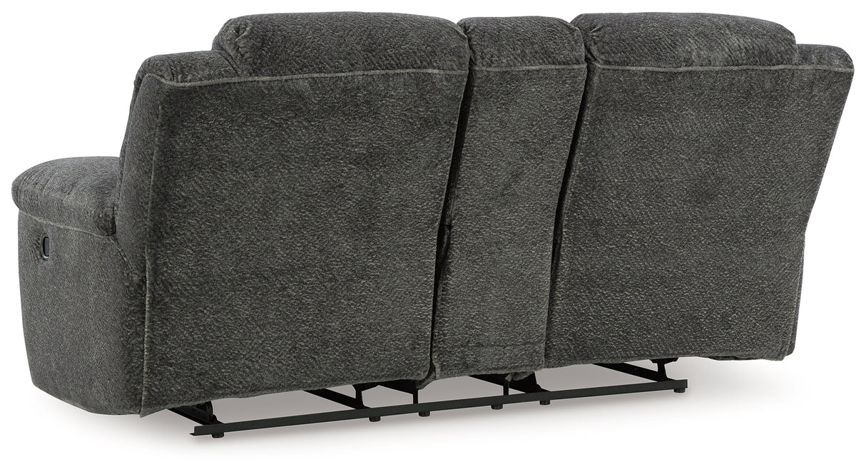 Frohn Graphite Reclining Loveseat with Console from Ashley - Luna Furniture