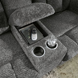 Frohn Graphite Reclining Loveseat with Console from Ashley - Luna Furniture