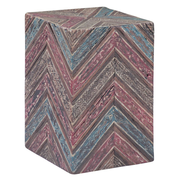 Rustic Roots 12" Hand Painted Drum Side Table