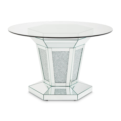 Montreal Round Mirrored Dining Table from Michael Amini - Luna Furniture