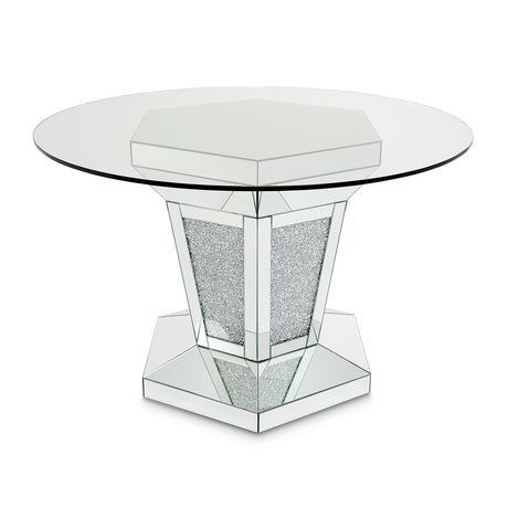 Montreal Round Mirrored Dining Table from Michael Amini - Luna Furniture