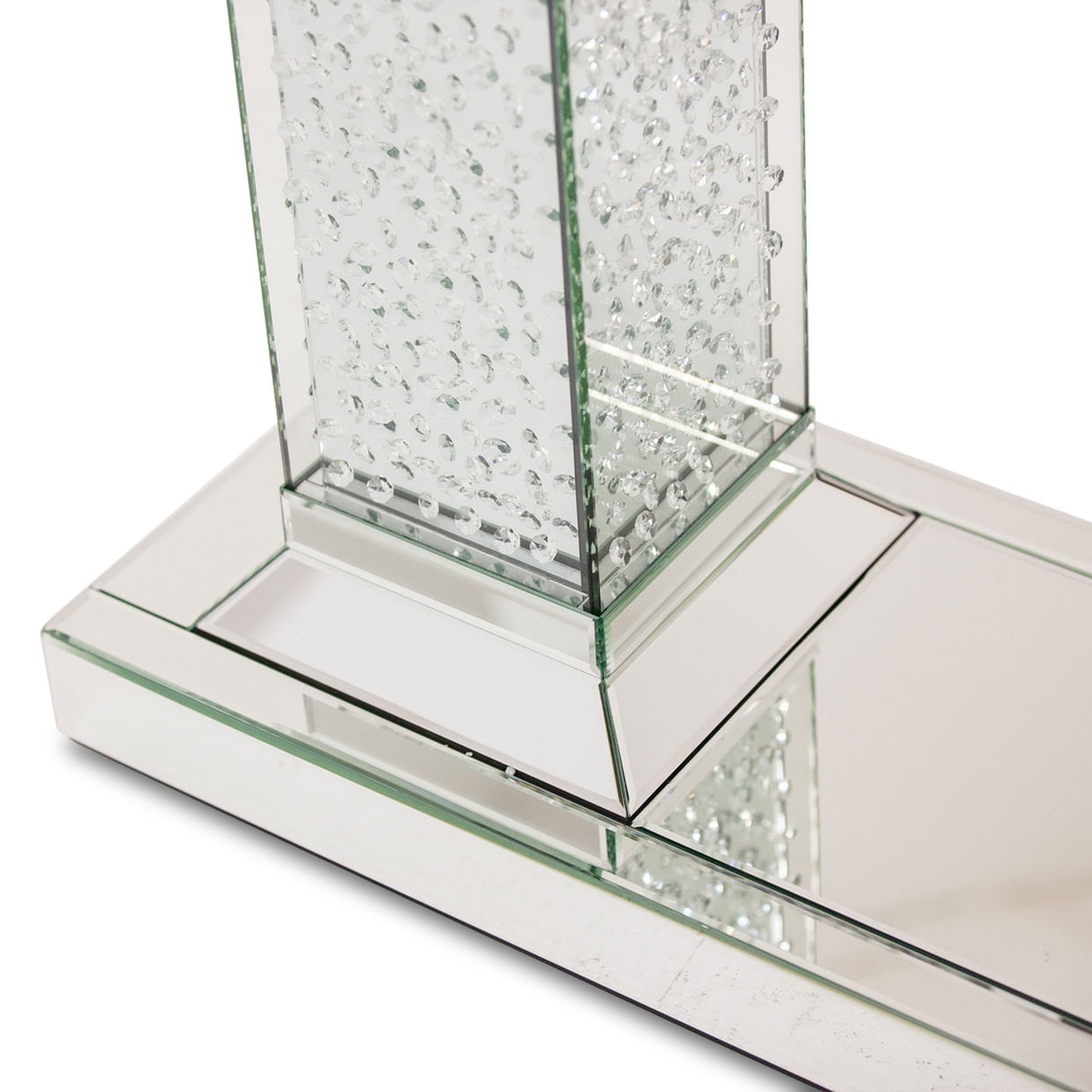 Montreal Regalia Crystal Pedestal Console Table from Michael Amini - Luna Furniture