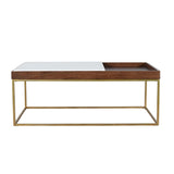 Serene 45" Coffee Table with White Marble in Walnut and Brass Base from Home Trends & Design - Luna Furniture