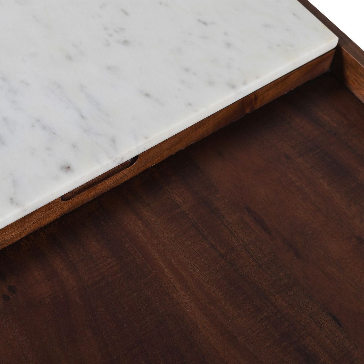 Serene 45" Coffee Table with White Marble in Walnut and Brass Base from Home Trends & Design - Luna Furniture