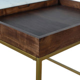 Serene 45" Coffee Table with White Marble in Walnut and Brass Base from Home Trends & Design - Luna Furniture
