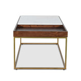 Serene 45" Coffee Table with White Marble in Walnut and Brass Base from Home Trends & Design - Luna Furniture
