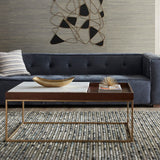 Serene 45" Coffee Table with White Marble in Walnut and Brass Base from Home Trends & Design - Luna Furniture