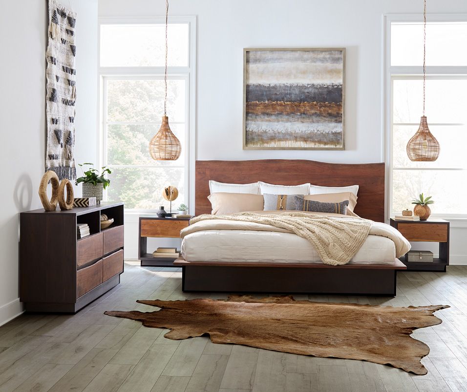 San Marino Queen Bed in Raw Walnut from Home Trends & Design - Luna Furniture