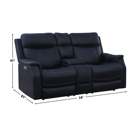 Valencia Ocean Blue Dual-Power Reclining Console Loveseat from Steve Silver - Luna Furniture
