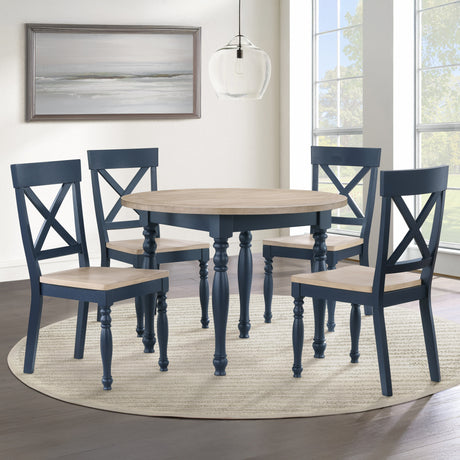 Darcy Solid Wood Side Chair, Midnight Blue and Natural Finish, Set of 2 from Steve Silver - Luna Furniture