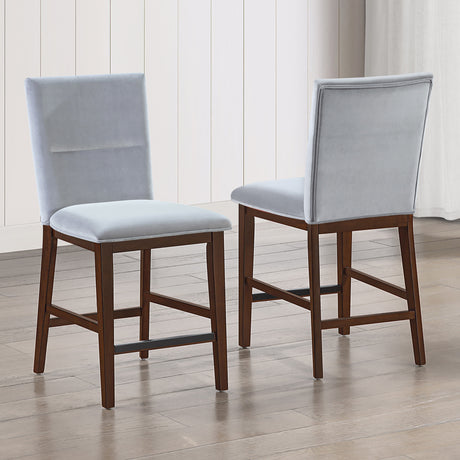 Zen Gray Velvet 24″ Counter Chair, Set of 2 from Steve Silver - Luna Furniture