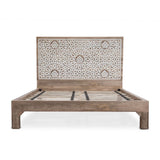 Tangiers Queen Bed in Carved Natural White from Home Trends & Design - Luna Furniture