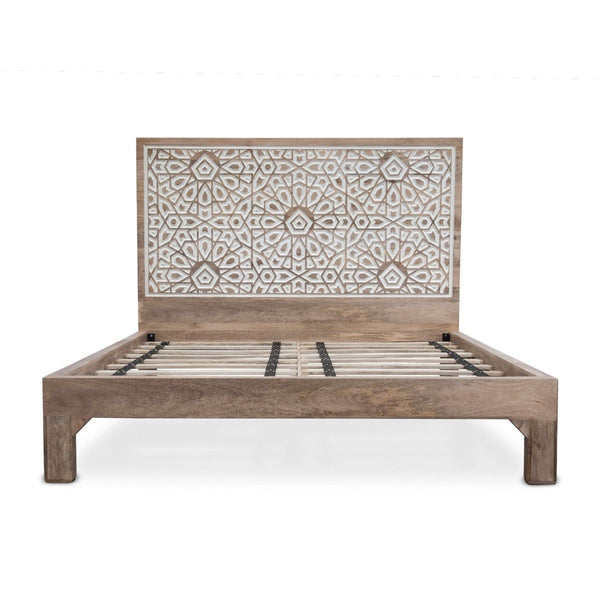 Tangiers Queen Bed in Carved Natural White