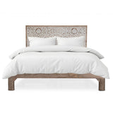 Tangiers King Bed in Carved Natural White from Home Trends & Design - Luna Furniture