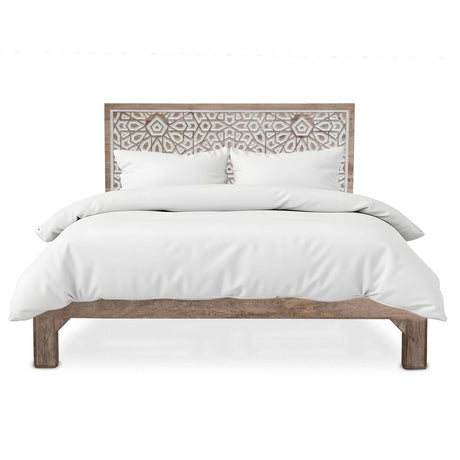 Tangiers King Bed in Carved Natural White from Home Trends & Design - Luna Furniture