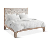 Tangiers King Bed in Carved Natural White from Home Trends & Design - Luna Furniture