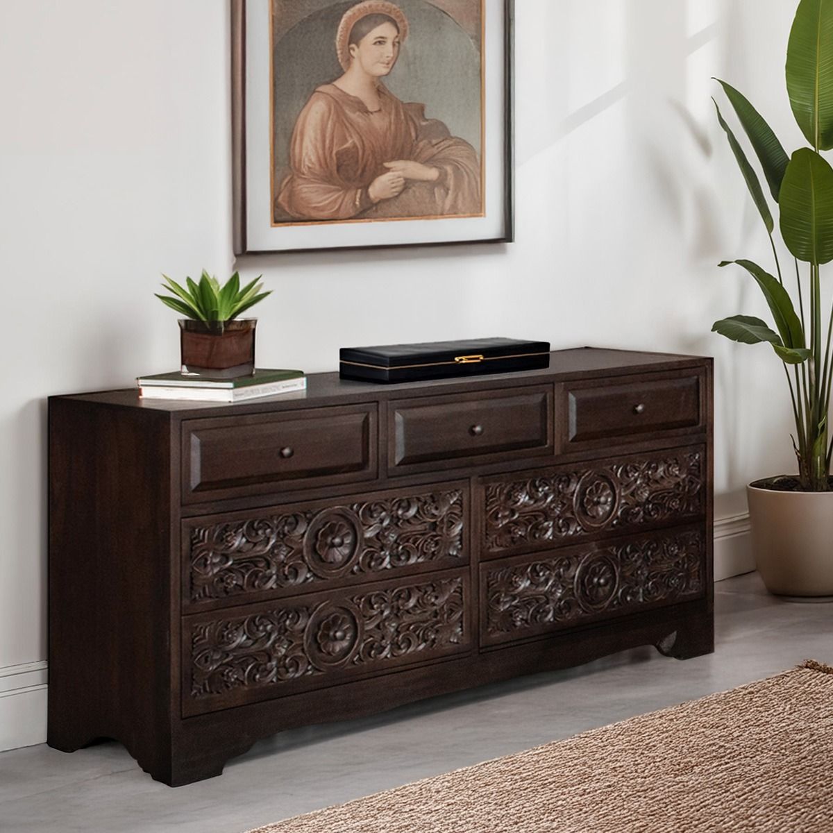 Taj 71" Dresser with Plinth Base in Vintage Brown from Home Trends & Design - Luna Furniture