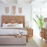 Taj Queen Bed in Hand Carved Whitewash from Home Trends & Design - Luna Furniture