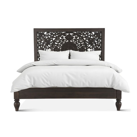 Taj King Bed in Hand Carved Vintage Brown from Home Trends & Design - Luna Furniture