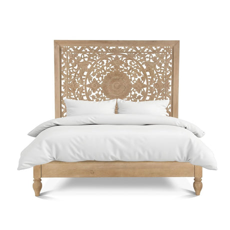 Taj King Bed in Hand Carved Whitewash from Home Trends & Design - Luna Furniture