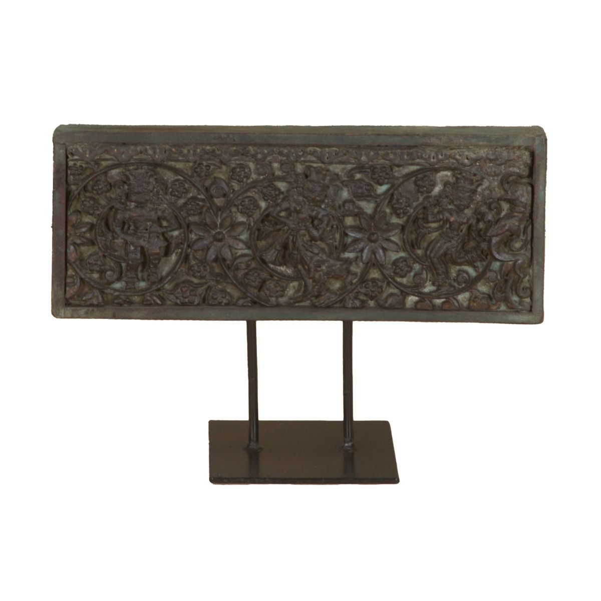 15" Carved Wooden Panel on Iron Stand from Home Trends & Design - Luna Furniture