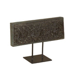 15" Carved Wooden Panel on Iron Stand from Home Trends & Design - Luna Furniture