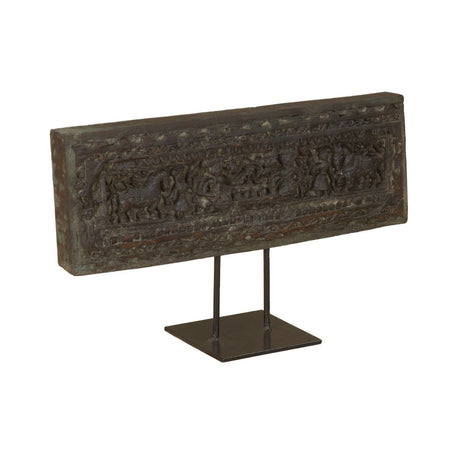 20" Carved Wood Panel on Iron Stand from Home Trends & Design - Luna Furniture