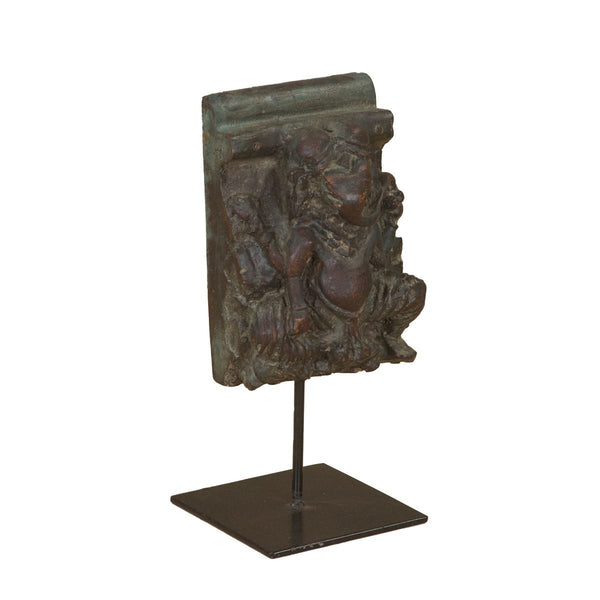 Carved Wooden Ganesha on Iron Stand