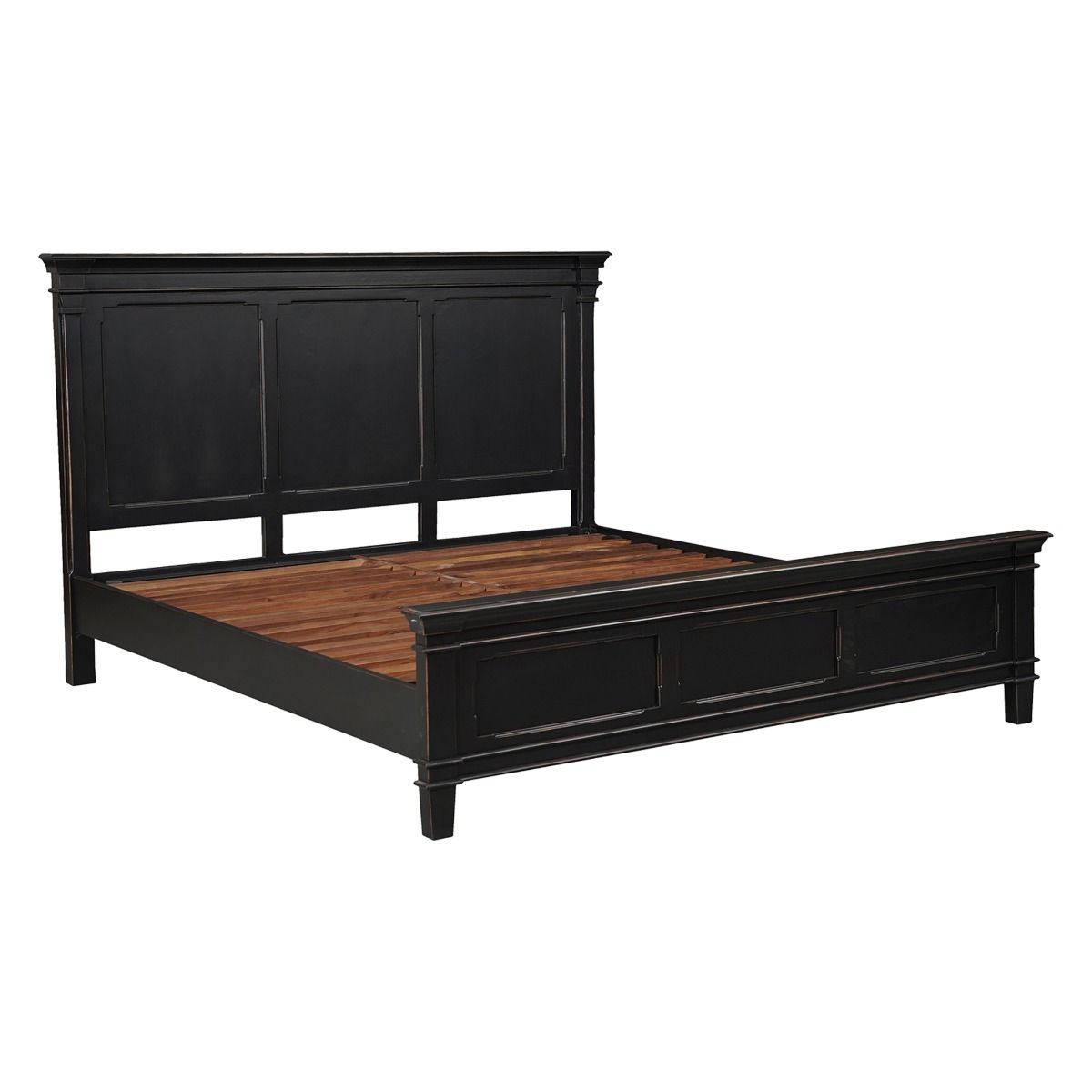 Turin King Bed in Distressed Black from Home Trends & Design - Luna Furniture