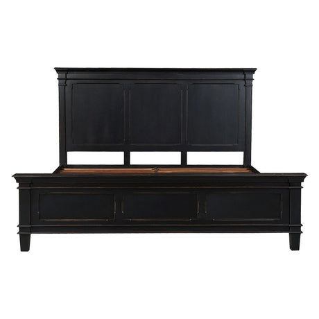 Turin King Bed in Distressed Black from Home Trends & Design - Luna Furniture