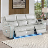 Luna Home Cinema Power Reclining Sofa, Ice Vegan Leather from Steve Silver - Luna Furniture