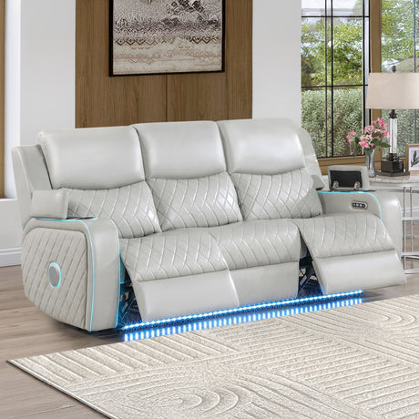 Luna Home Cinema Power Reclining Sofa, Ice Vegan Leather from Steve Silver - Luna Furniture
