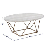 Rowyn Copper Metal Base Faux Marble Top Cocktail Table from Steve Silver - Luna Furniture