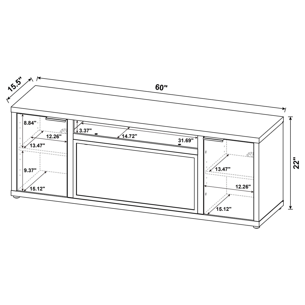 Fuller Mango 60-inch 2-Door TV Stand Fireplace Media Console from Coaster - Luna Furniture