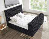 Future Black Velvet Queen Platform Bed with Footboard TV Lift from Happy Homes - Luna Furniture
