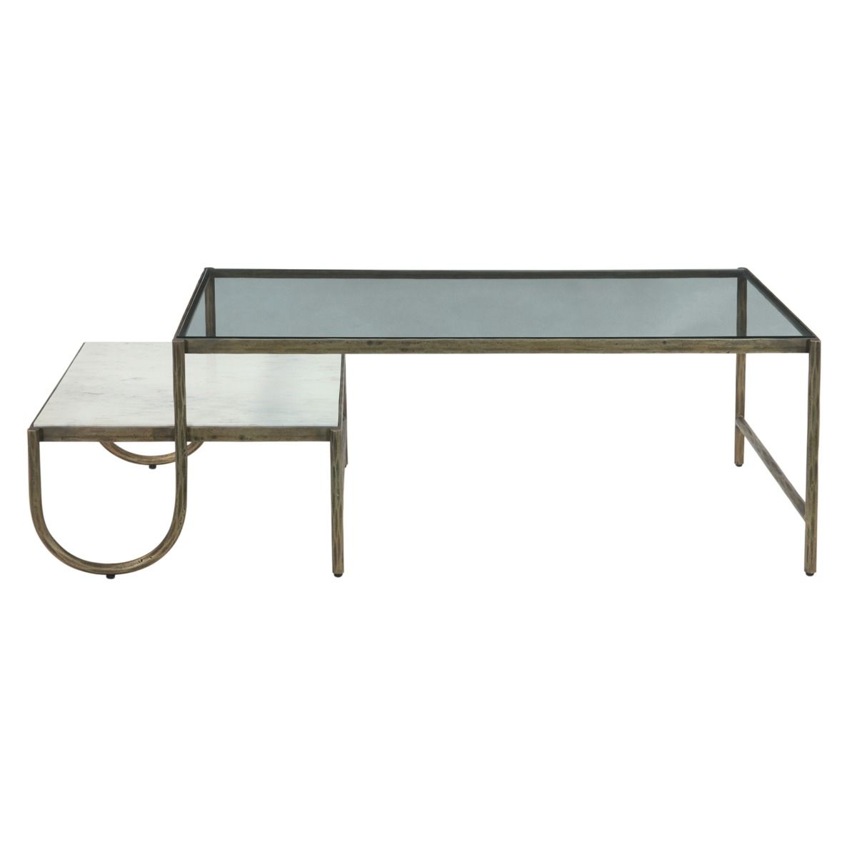 Venice 52" Nesting Coffee Table with Glass and Marble Top from Home Trends & Design - Luna Furniture