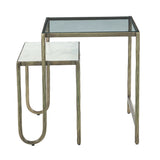 Venice 22" Nesting Side Table with Glass and Marble Top from Home Trends & Design - Luna Furniture