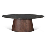 Vista 52" Oval Coffee Table in Lava Marble with Dark Mango Base, Set of 2 from Home Trends & Design - Luna Furniture