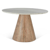 Vista 48" Round Dining Table with White Travertine and Light Base from Home Trends & Design - Luna Furniture