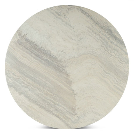 Vista 48" Round Dining Table with White Travertine and Light Base from Home Trends & Design - Luna Furniture