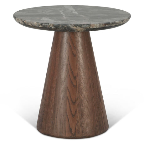 Vista 22" Side Table with Lava Marble and Dark Mango Base from Home Trends & Design - Luna Furniture