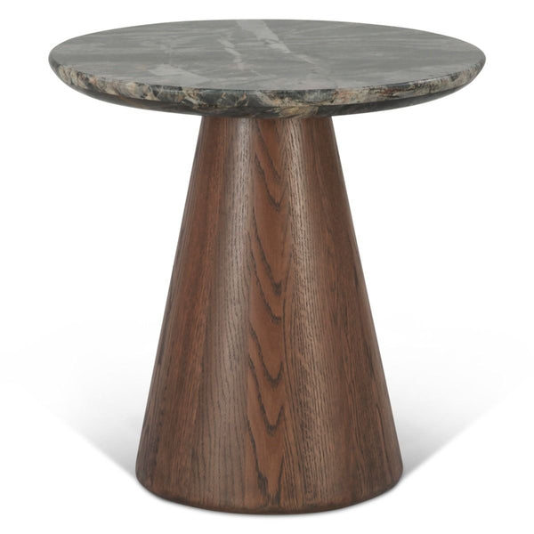 Vista 22" Side Table with Lava Marble and Dark Mango Base