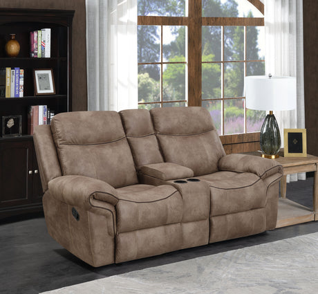 Nashville Cocoa Manual Glider Recliner Console Loveseat from Steve Silver - Luna Furniture